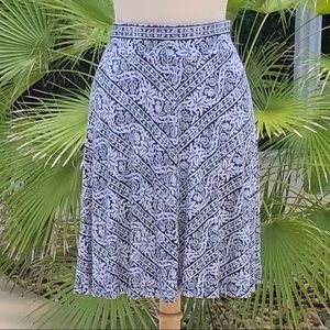Ann Taylor LOFT Navy Blue & White Print Circle Skirt - Sz. XL -  Great Condition